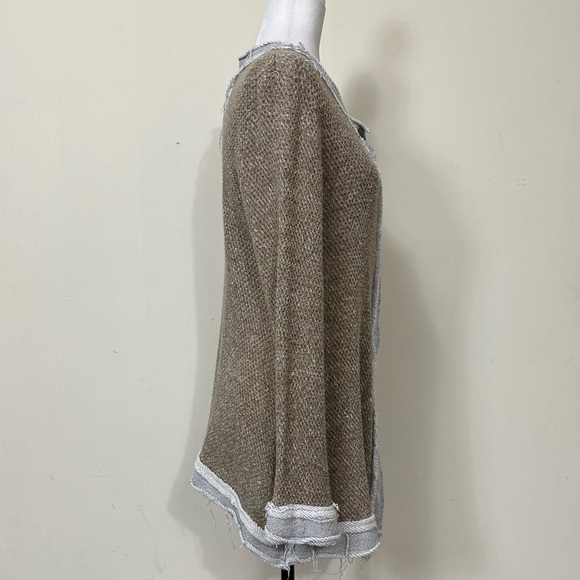 NWOT Pete Cotton Blend Brown Grey Factory Distressed Grunge Wrap Cloak Coat M/L - Picture 9 of 16